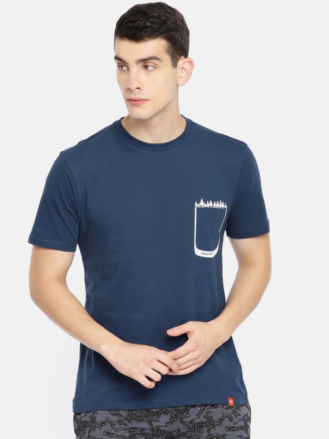 

Wildcraft Men Navy Blue Solid Round Neck Pure Cotton T-shirt
