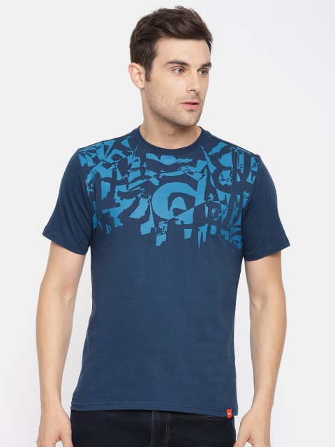 

Wildcraft Men Blue Printed Round Neck T-shirt