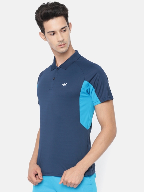 

Wildcraft Men Blue Colourblocked Polo Collar Pure Cotton T-shirt