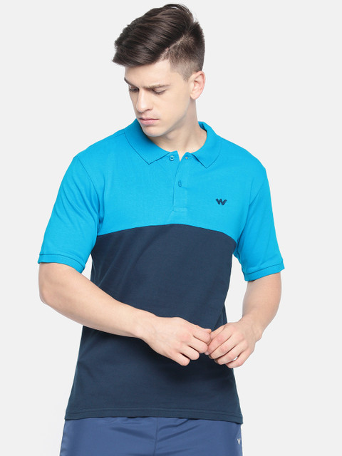 

Wildcraft Men Navy Blue Colourblocked Polo Collar T-shirt