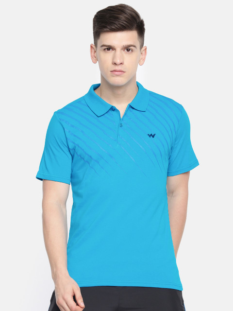 

Wildcraft Men Blue Striped Polo Collar T-shirt