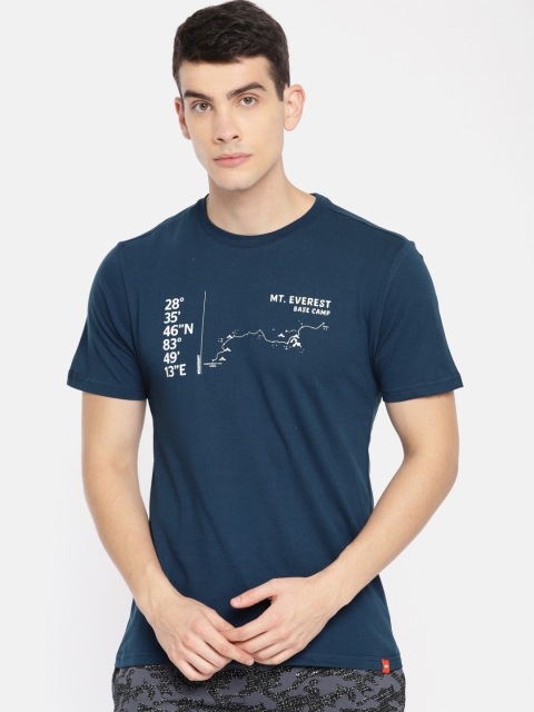 

Wildcraft Men Navy Blue Printed Round Neck T-shirt