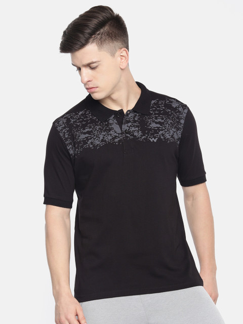 

Wildcraft Men Black Solid Polo Collar Pure Cotton T-shirt