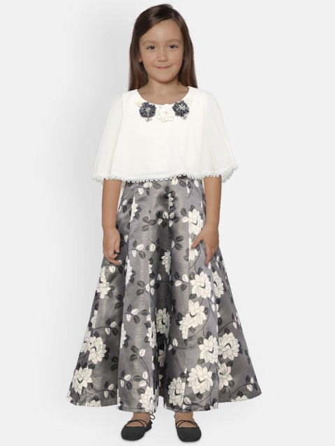 

Peppermint Girls Grey & White Printed Fit and Flare Dress