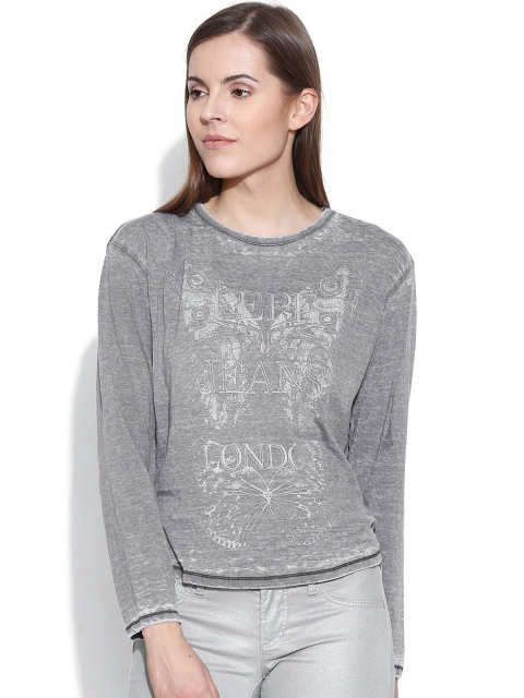 

Pepe Jeans Grey Melange Printed T-shirt