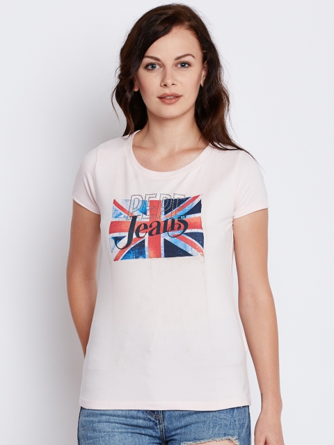 

Pepe Jeans Women Pink Printed Round Neck T-shirt
