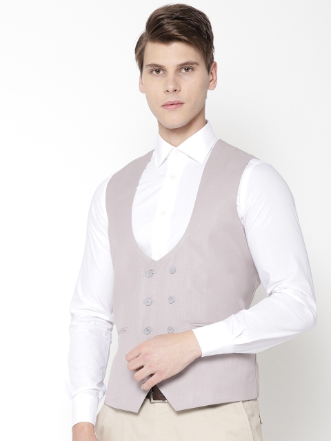 

Shaftesbury London Men Grey Solid Double-Breasted Waistcoat