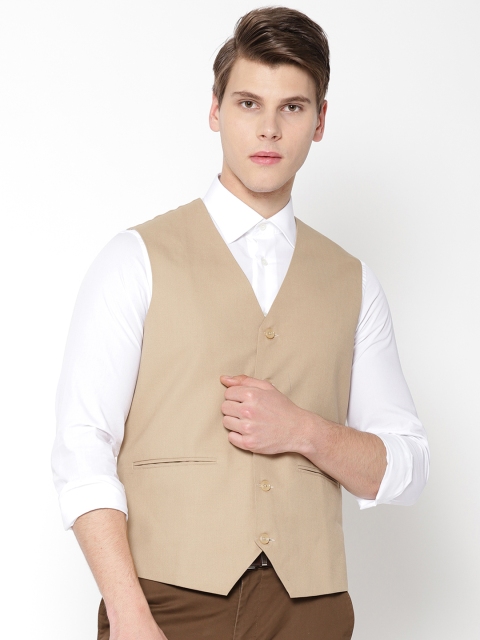 

Shaftesbury London Men Beige Solid Waistcoat