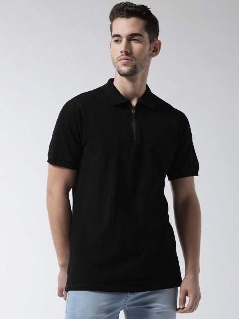 

Rodamo Men Black Slim Fit Solid Polo Collar T-shirt