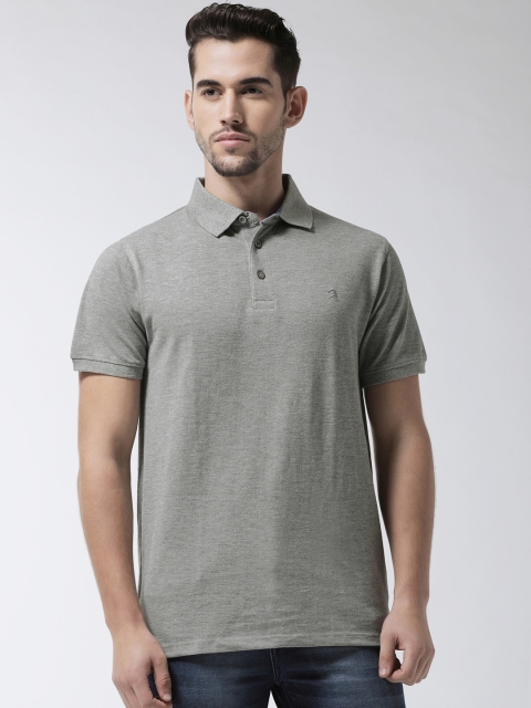 

Rodamo Men Grey Melange Slim Fit Solid Polo Collar T-shirt