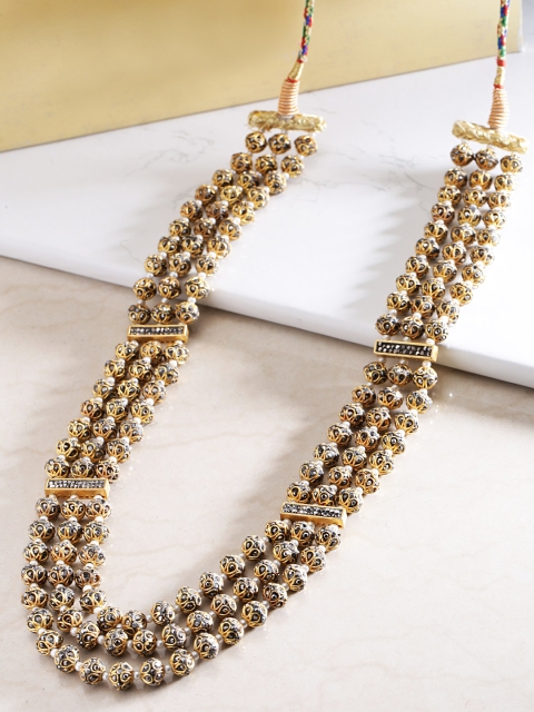 

Melani Borsa Women Gunmetal-Toned Gold-Plated Stone-Studded Handcrafted Necklace, Metallic