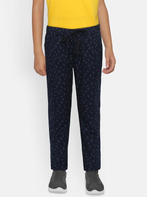 

Indian Terrain Boys Navy Blue Regular Fit Printed Trousers