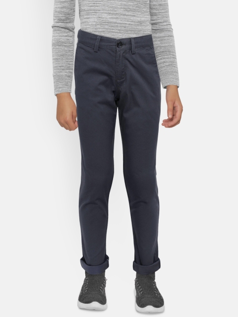 

Indian Terrain Boys Charcoal Grey Printed Regular Trousers