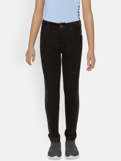 

Indian Terrain Boys Brown Solid Regular Trousers