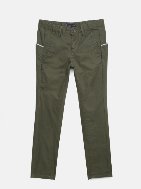 

Indian Terrain Boys Olive Green Regular Fit Solid Chinos