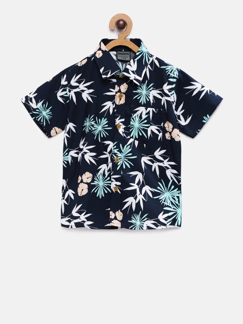 

RIKIDOOS Boys Blue Tailored Fit Printed Casual Shirt