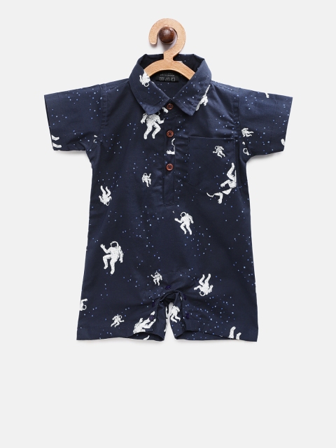 

RIKIDOOS Kids Navy Blue Printed Romper RIKI-M-312
