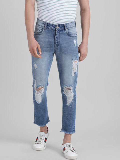 

REALM Men Blue Slim Fit Mid-Rise Highly Distressed Jeans