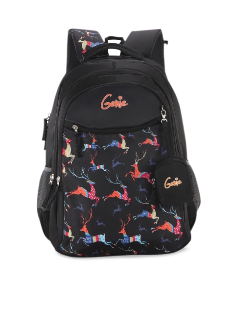 

Genie Girls Black Printed 17 inches Medium Backpack with Pouch