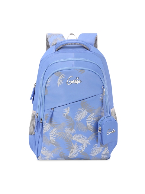 

Genie Lush Blue Printed 17inches Medium Backpack with Pouch
