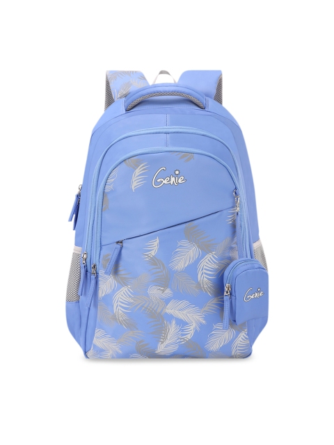 

Genie Kids Lush Blue Printed 19inches Large Backpack with Pouch
