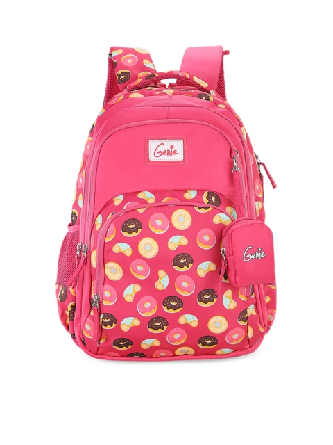 

Genie Girls Pink Printed 17 inches Medium Backpack with Pouch
