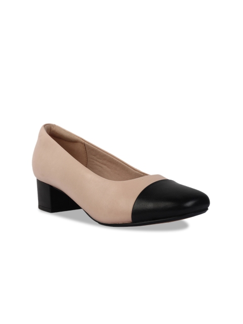 

Clarks Women Pink & Black Colourblocked Leather Pumps