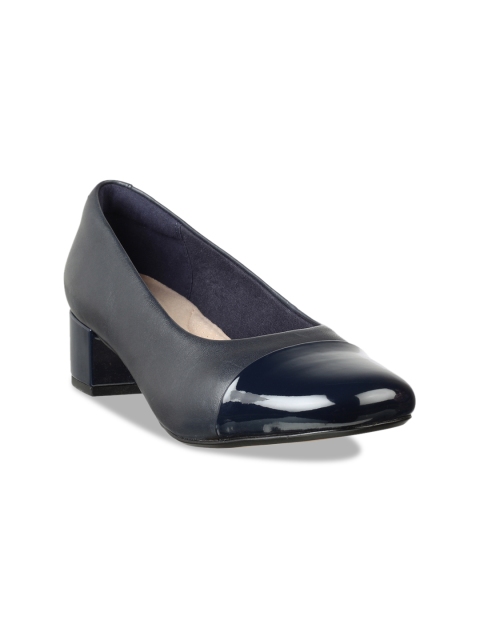 

Clarks Women Navy Blue Colourblocked Leather Pumps