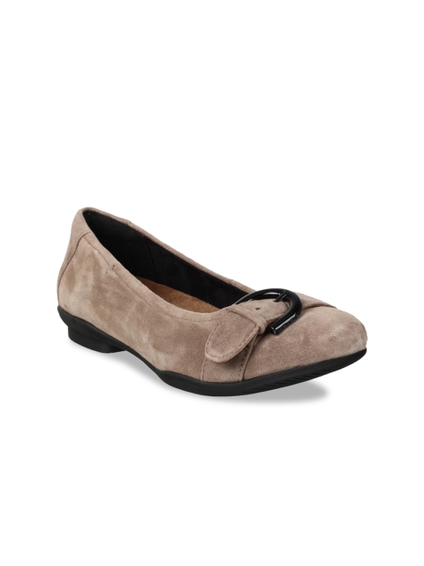 

Clarks Women Grey Solid Suede Ballerinas