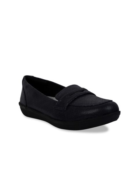 

Clarks Women Navy Blue Textured Penny Loafers