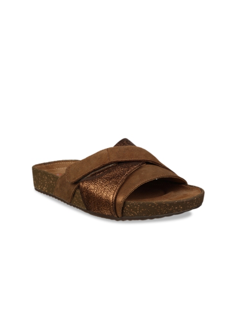 

Clarks Women Brown Solid Leather Open Toe Flats