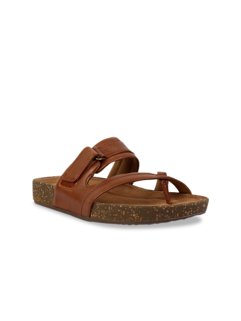 

Clarks Women Tan Solid Leather Open Toe Flats