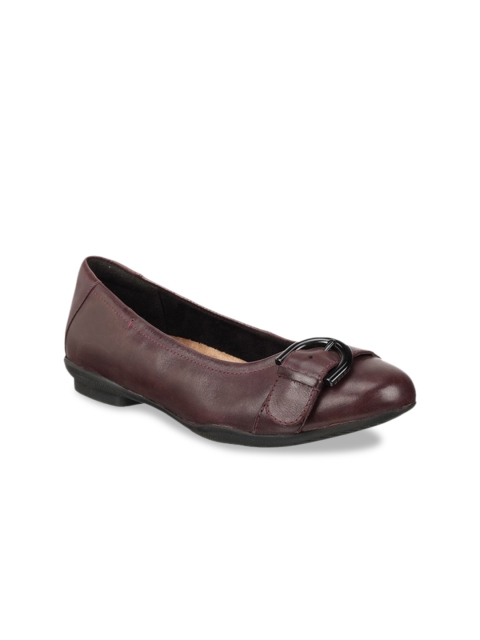 

Clarks Women Purple Solid Leather Ballerinas