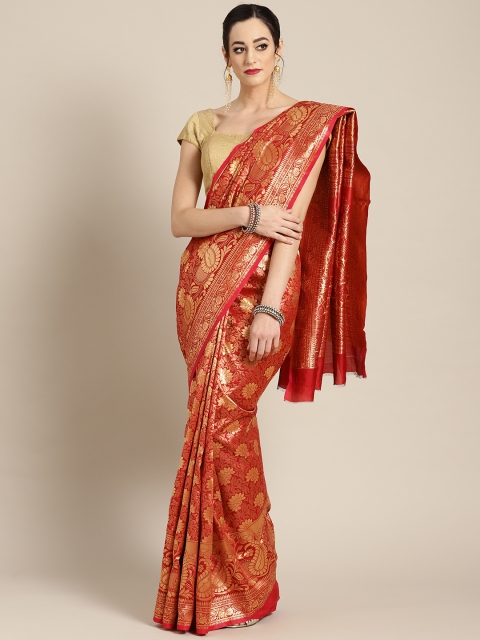 

Rajesh Silk Mills Red & Golden Woven Design Saree