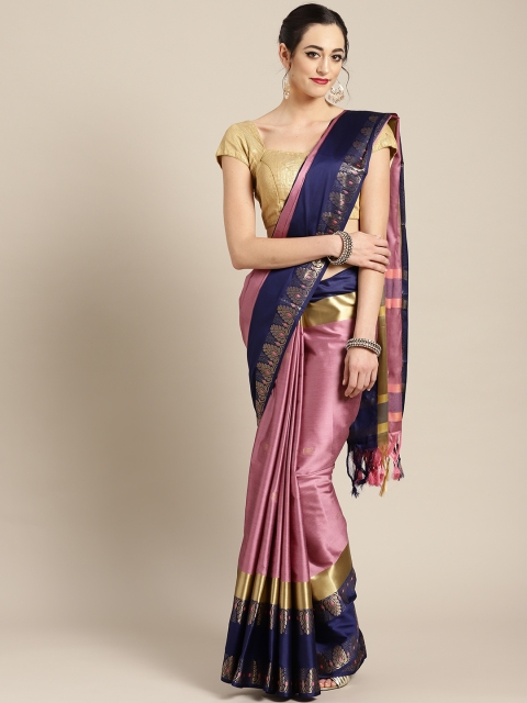 

Rajesh Silk Mills Mauve & Navy Blue Woven Design Saree