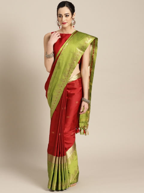 

Rajesh Silk Mills Red & Green Woven Design Saree