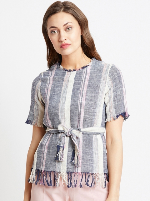 

COVER STORY Women Blue Striped Top