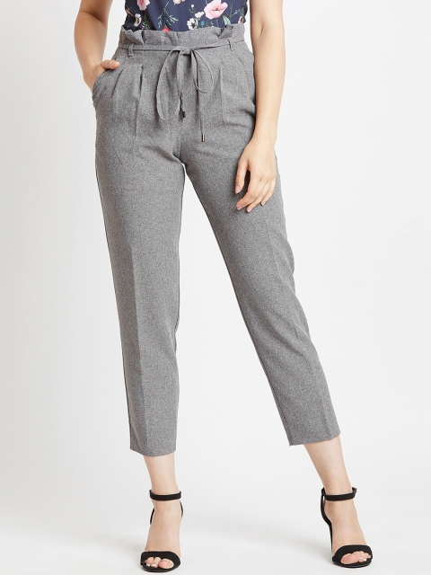 

COVER STORY Women Grey Regular Fit Solid Peg Trousers