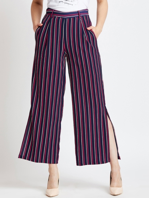 

COVER STORY Women Navy Blue & Red Regular Fit Striped Culottes