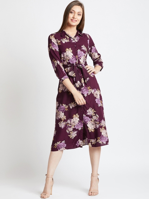 

COVER STORY Women Purple Printed Shirt Dress