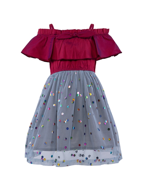 

Stylo Bug Girls Maroon Embellished Fit and Flare Dress