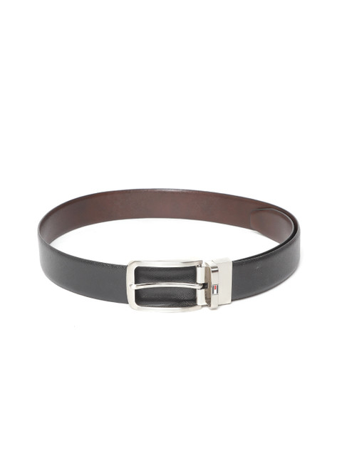 

Tommy Hilfiger Men Black & Coffee Brown Textured Reversible Belt