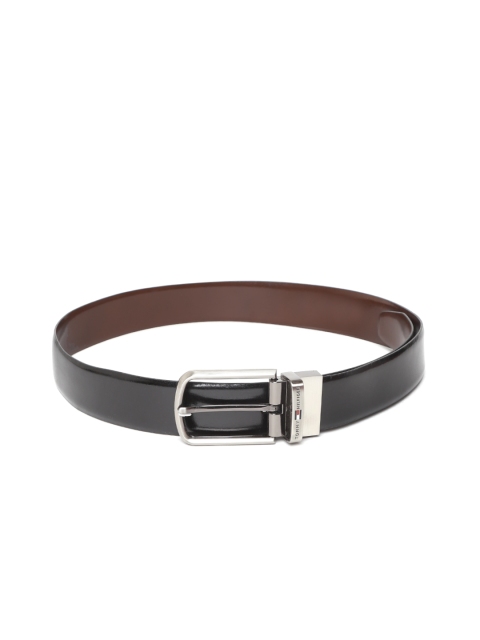 

Tommy Hilfiger Men Black & Brown Solid Leather Reversible Belt