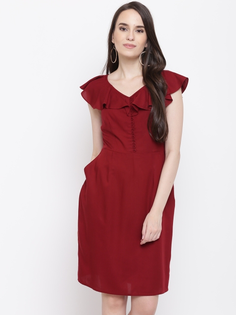 

MABISH by Sonal Jain Women Maroon Solid Sheath Dress