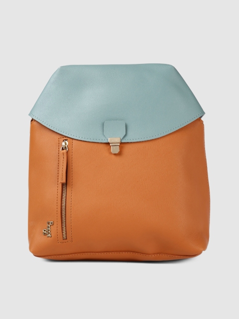 

Baggit Women Tan Brown & Light Blue Colourblocked Backpack
