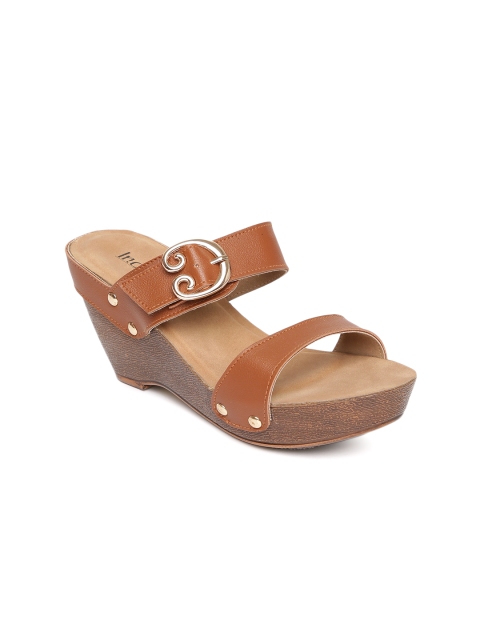 

Inc 5 Women Tan Brown Solid Wedge Sandals