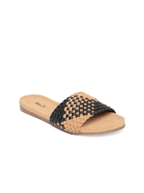 

Inc 5 Women Black & Brown Color-blocked Open Toe Flats