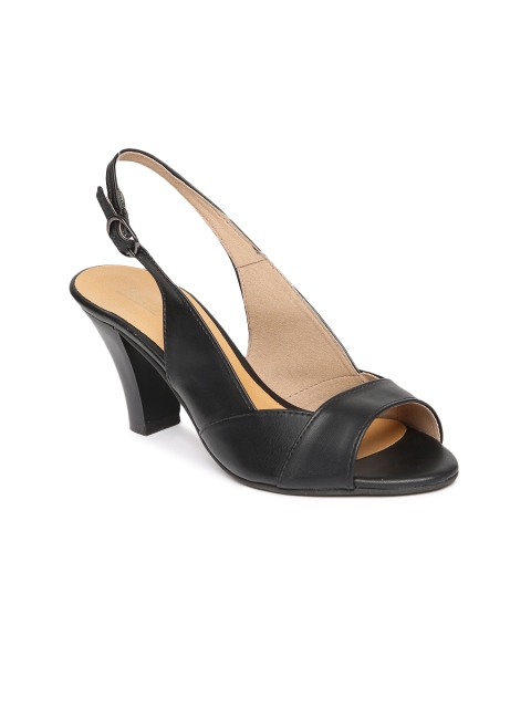 

Inc 5 Women Black Solid Heeled Peep-toe Sandal