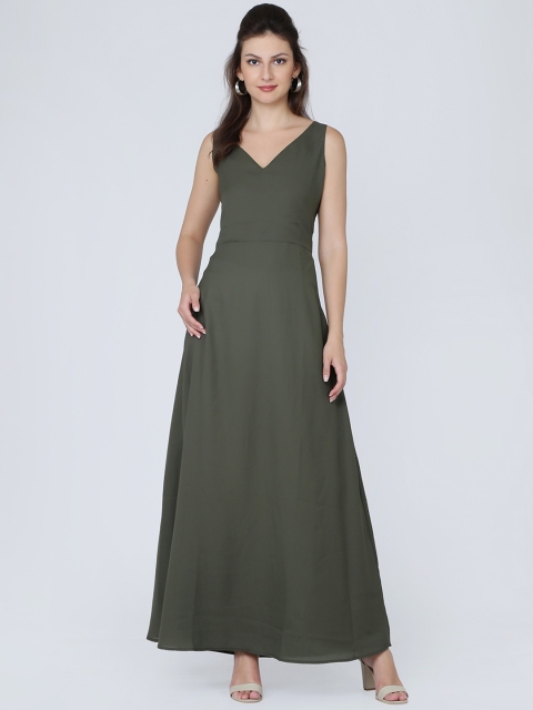 

Eavan Women Olive Green Solid Maxi Dress