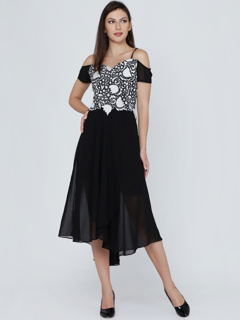

Eavan Women Black Printed Fit and Flare Dress